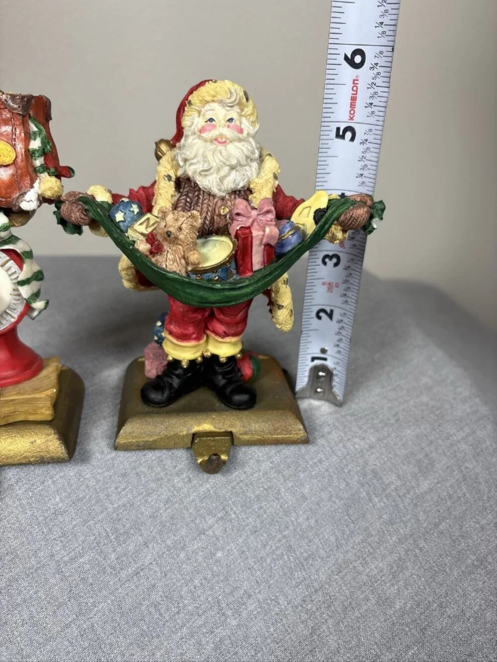 Vintage Midwest of Cannon Falls Santa Elf Cast Iron Stocking Holder Hanger 2pc
